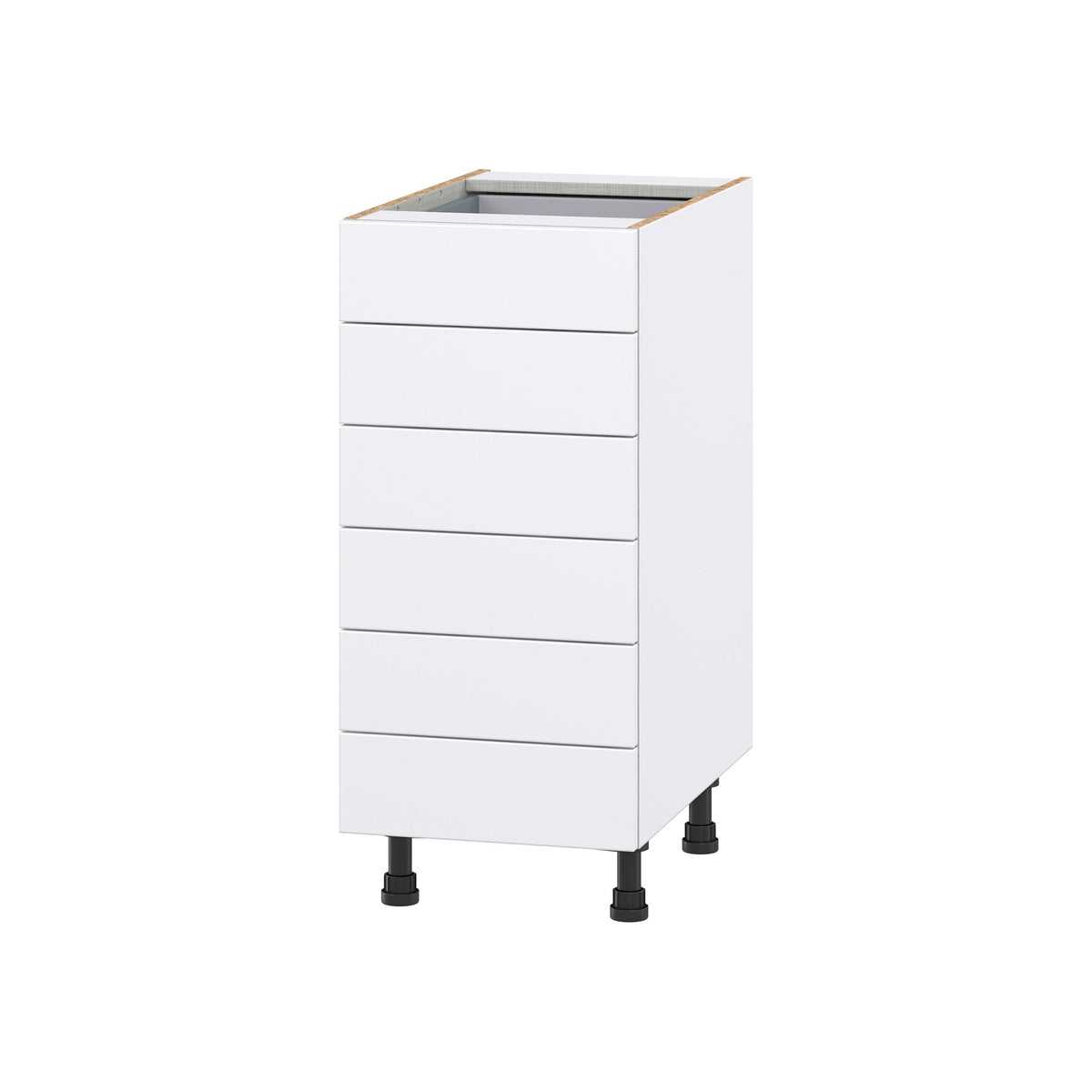 Hugo&Borg Lasalle 15-in W x 34.5-in H x 24-in D Bright White Slab 6-Drawer Base Fully Assembled Cabinet (Flat Panel Style)