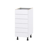Hugo&Borg Lasalle 15-in W x 34.5-in H x 24-in D Bright White Slab 6-Drawer Base Fully Assembled Cabinet (Flat Panel Style)