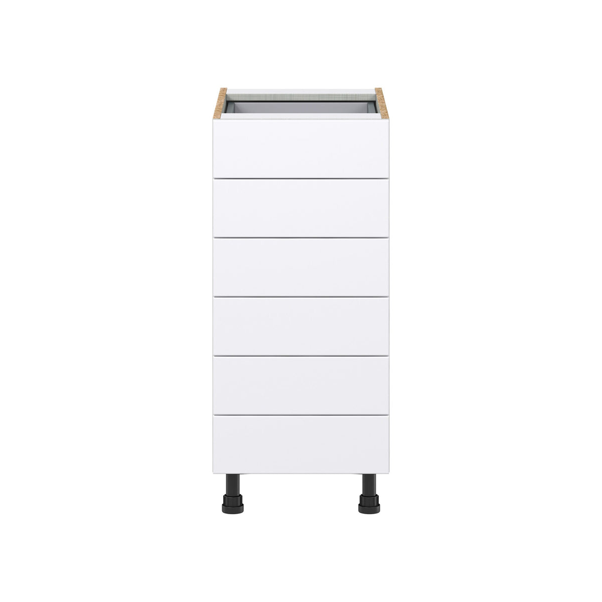 Hugo&Borg Lasalle 15-in W x 34.5-in H x 24-in D Bright White Slab 6-Drawer Base Fully Assembled Cabinet (Flat Panel Style)