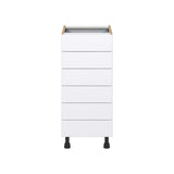Hugo&Borg Lasalle 15-in W x 34.5-in H x 24-in D Bright White Slab 6-Drawer Base Fully Assembled Cabinet (Flat Panel Style)