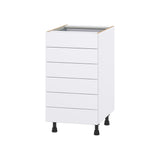 Hugo&Borg Lasalle 18-in W x 34.5-in H x 24-in D Bright White Slab 6-Drawer Base Fully Assembled Cabinet (Flat Panel Style)