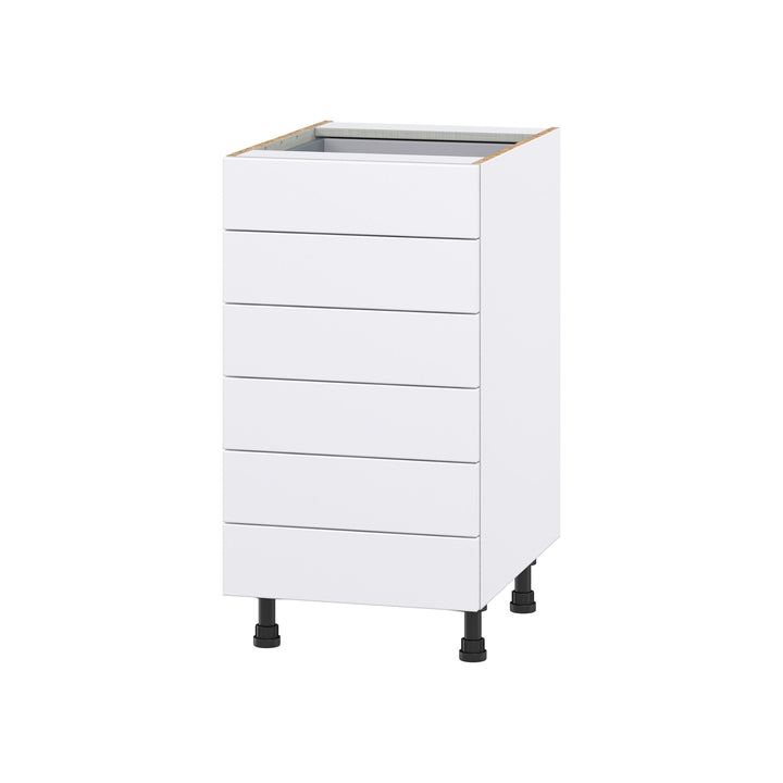 Hugo&Borg Lasalle 18-in W x 34.5-in H x 24-in D Bright White Slab 6-Drawer Base Fully Assembled Cabinet (Flat Panel Style)
