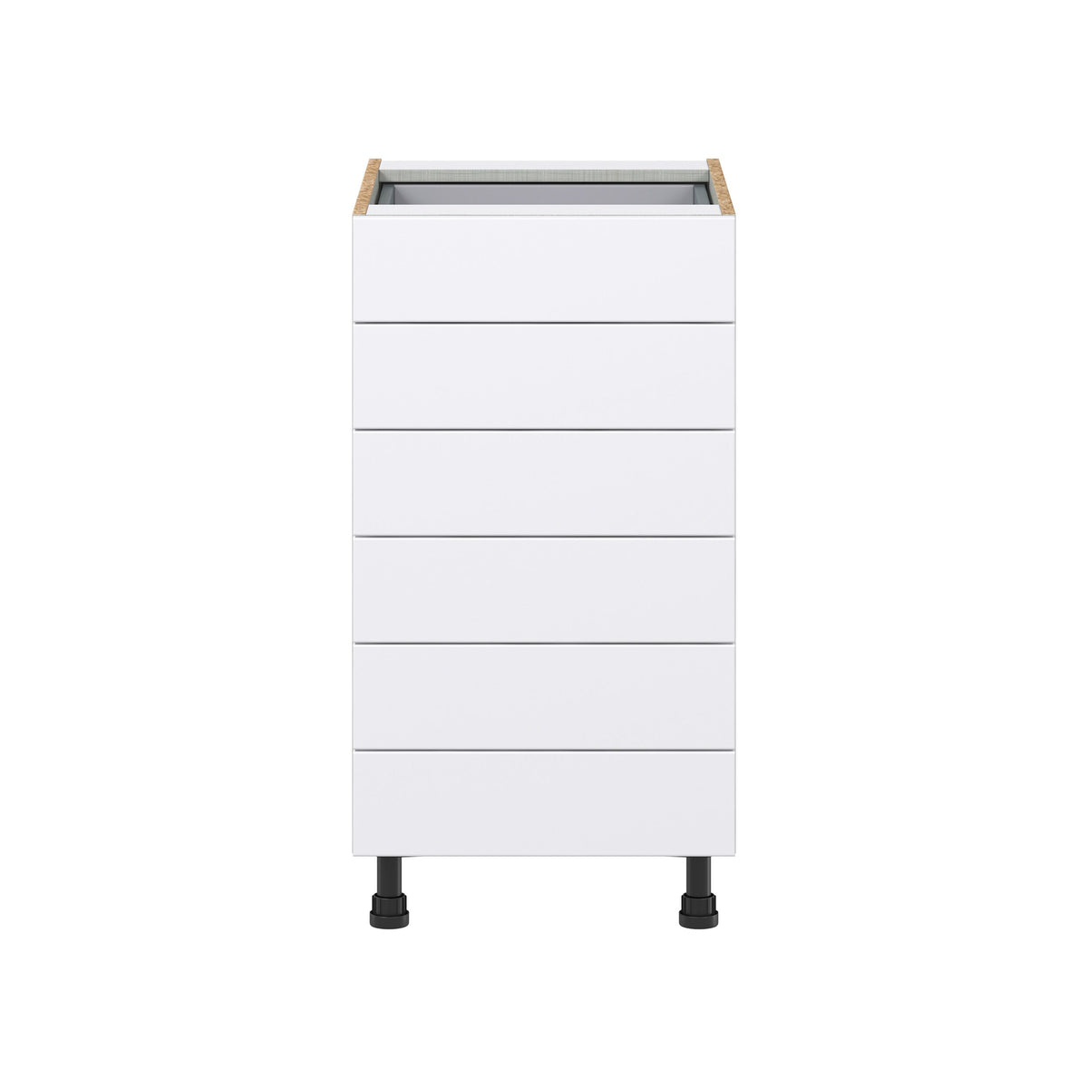Hugo&Borg Lasalle 18-in W x 34.5-in H x 24-in D Bright White Slab 6-Drawer Base Fully Assembled Cabinet (Flat Panel Style)