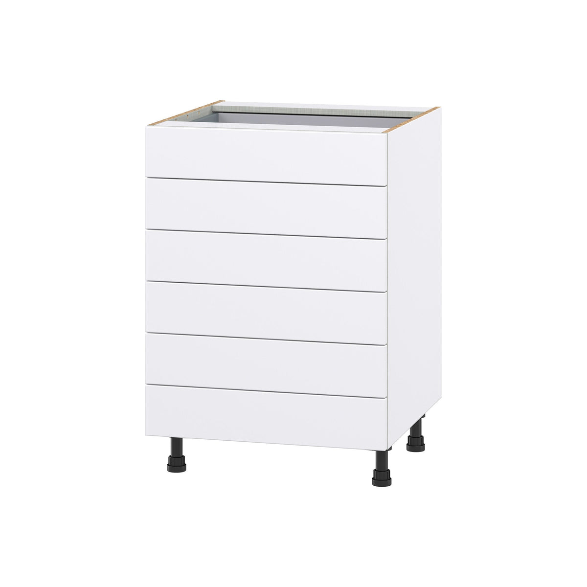 Hugo&Borg Lasalle 24-in W x 34.5-in H x 24-in D Bright White Slab 6-Drawer Base Fully Assembled Cabinet (Flat Panel Style)