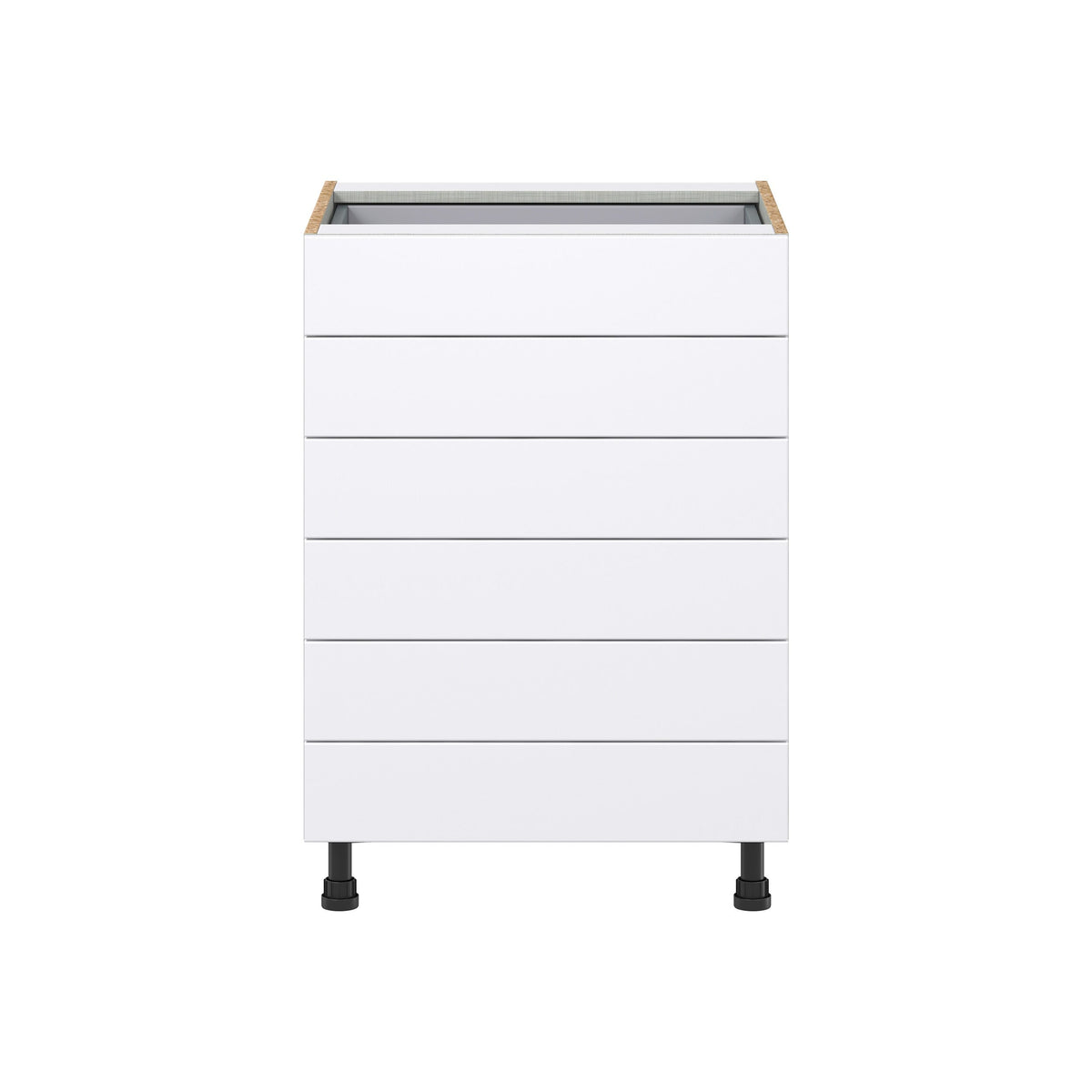Hugo&Borg Lasalle 24-in W x 34.5-in H x 24-in D Bright White Slab 6-Drawer Base Fully Assembled Cabinet (Flat Panel Style)