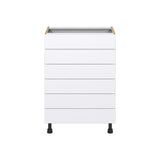 Hugo&Borg Lasalle 24-in W x 34.5-in H x 24-in D Bright White Slab 6-Drawer Base Fully Assembled Cabinet (Flat Panel Style)