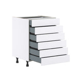 Hugo&Borg Lasalle 24-in W x 34.5-in H x 24-in D Bright White Slab 6-Drawer Base Fully Assembled Cabinet (Flat Panel Style)