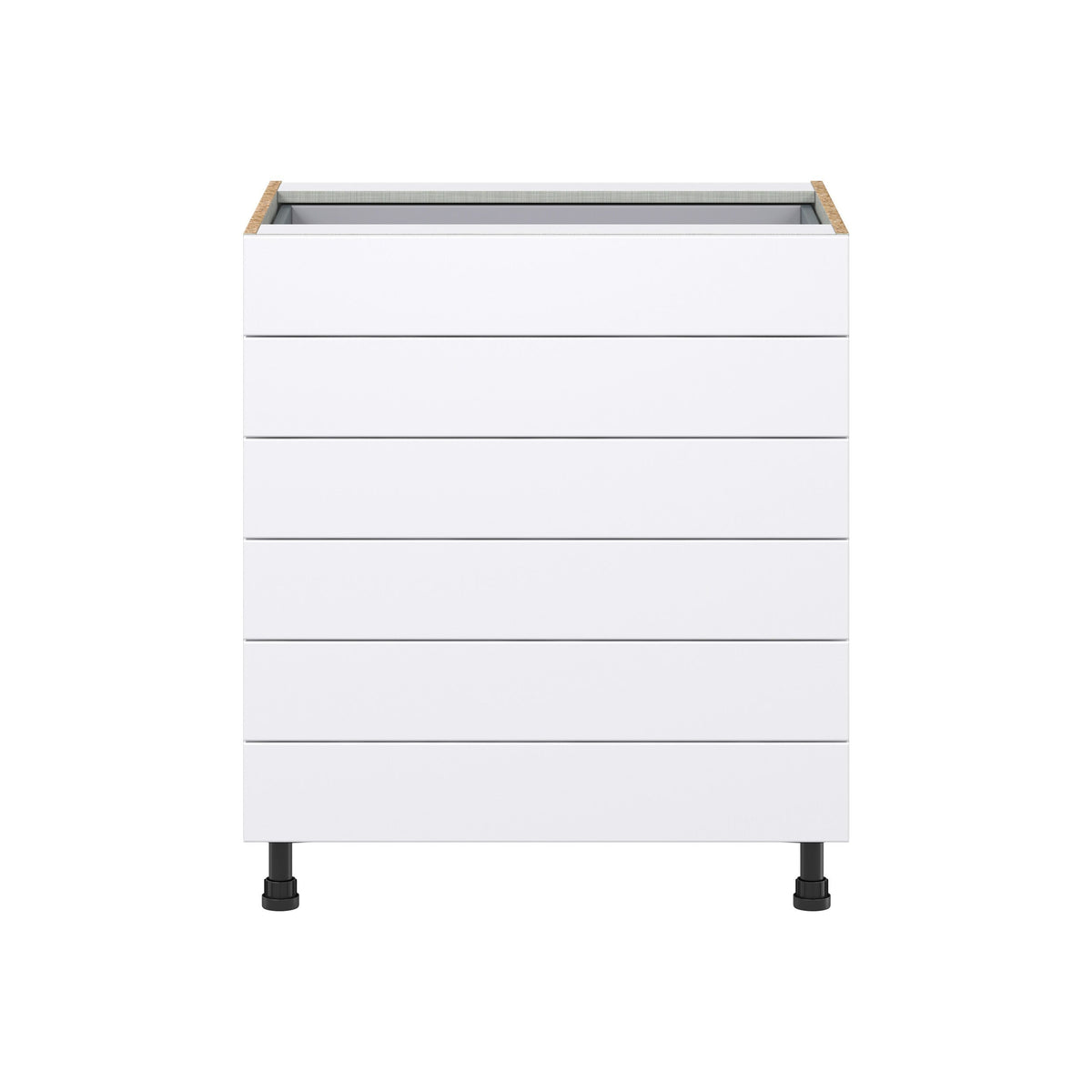 Hugo&Borg Lasalle 30-in W x 34.5-in H x 24-in D Bright White Slab 6-Drawer Base Fully Assembled Cabinet (Flat Panel Style)