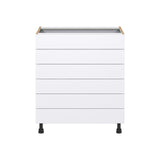 Hugo&Borg Lasalle 30-in W x 34.5-in H x 24-in D Bright White Slab 6-Drawer Base Fully Assembled Cabinet (Flat Panel Style)