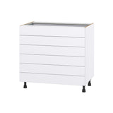 Hugo&Borg Lasalle 36-in W x 34.5-in H x 24-in D Bright White Slab 6-Drawer Base Fully Assembled Cabinet (Flat Panel Style)