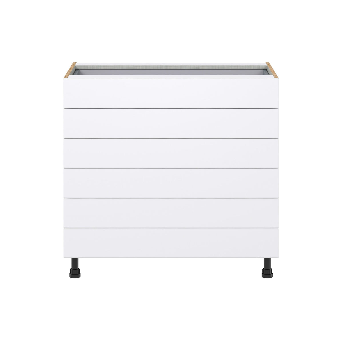 Hugo&Borg Lasalle 36-in W x 34.5-in H x 24-in D Bright White Slab 6-Drawer Base Fully Assembled Cabinet (Flat Panel Style)