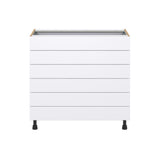 Hugo&Borg Lasalle 36-in W x 34.5-in H x 24-in D Bright White Slab 6-Drawer Base Fully Assembled Cabinet (Flat Panel Style)