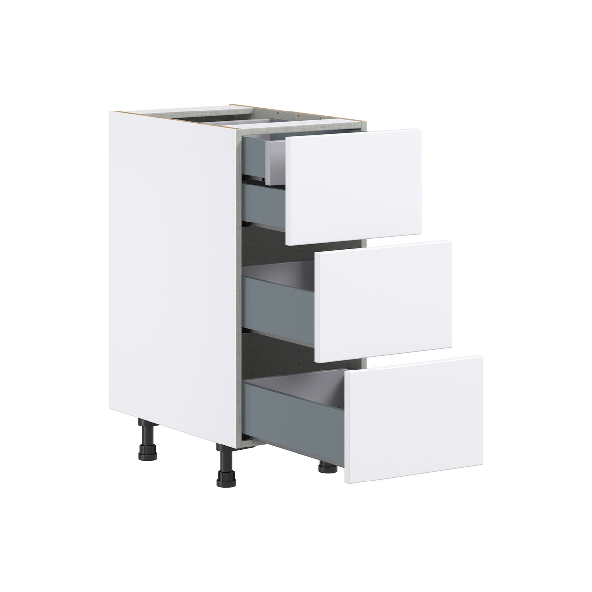 Hugo&Borg Lasalle 15-in W x 34.5-in H x 24-in D Bright White Slab 4-Drawer Base Fully Assembled Cabinet (Flat Panel Style)