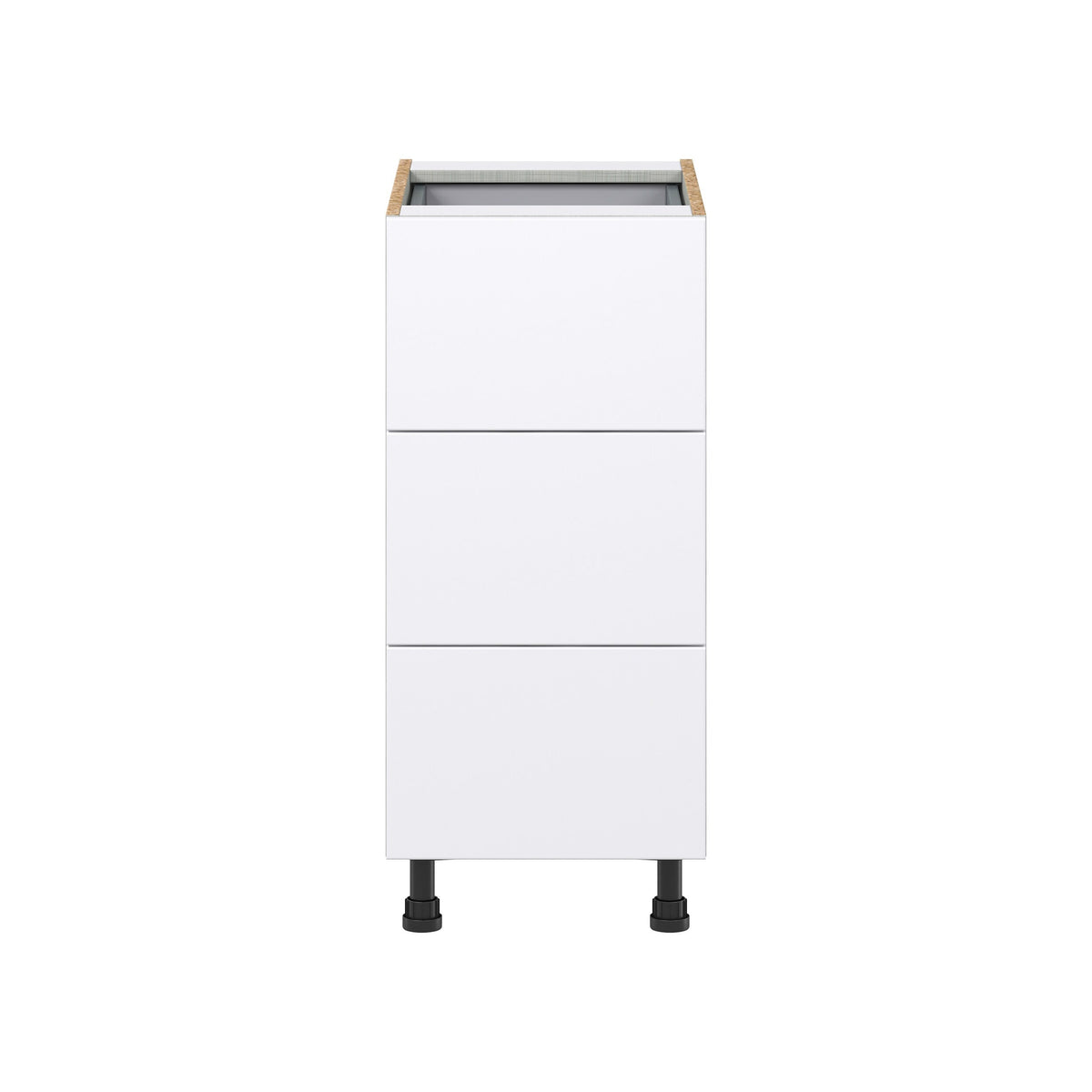 Hugo&Borg Lasalle 15-in W x 34.5-in H x 24-in D Bright White Slab 4-Drawer Base Fully Assembled Cabinet (Flat Panel Style)
