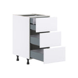 Hugo&Borg Lasalle 18-in W x 34.5-in H x 24-in D Bright White Slab 4-Drawer Base Fully Assembled Cabinet (Flat Panel Style)