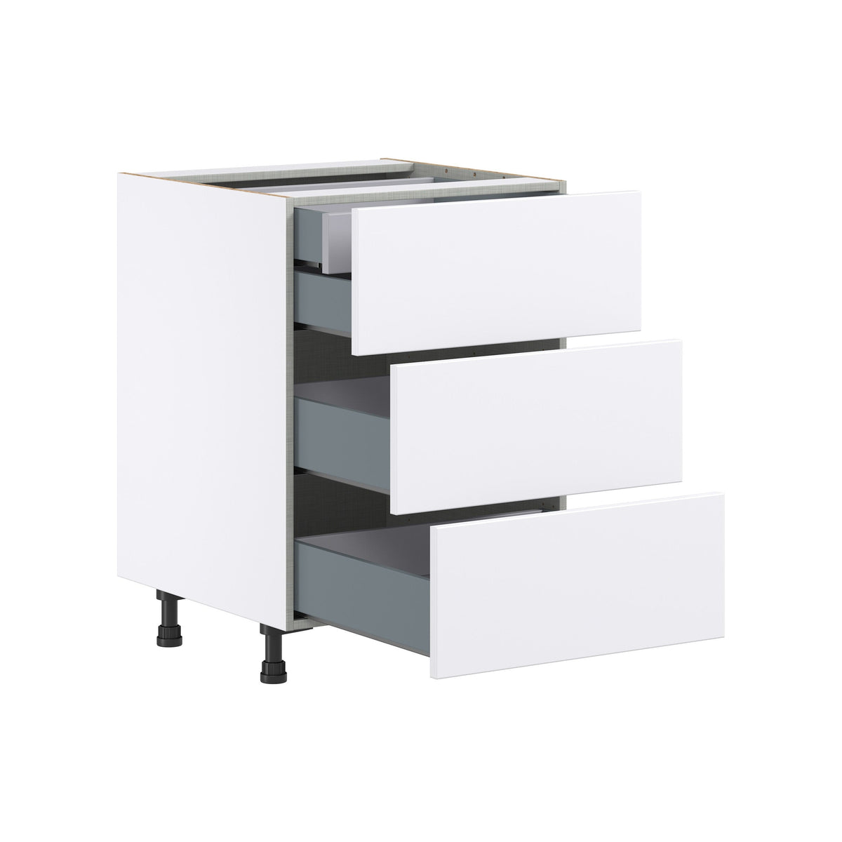 Hugo&Borg Lasalle 24-in W x 34.5-in H x 24-in D Bright White Slab 4-Drawer Base Fully Assembled Cabinet (Flat Panel Style)