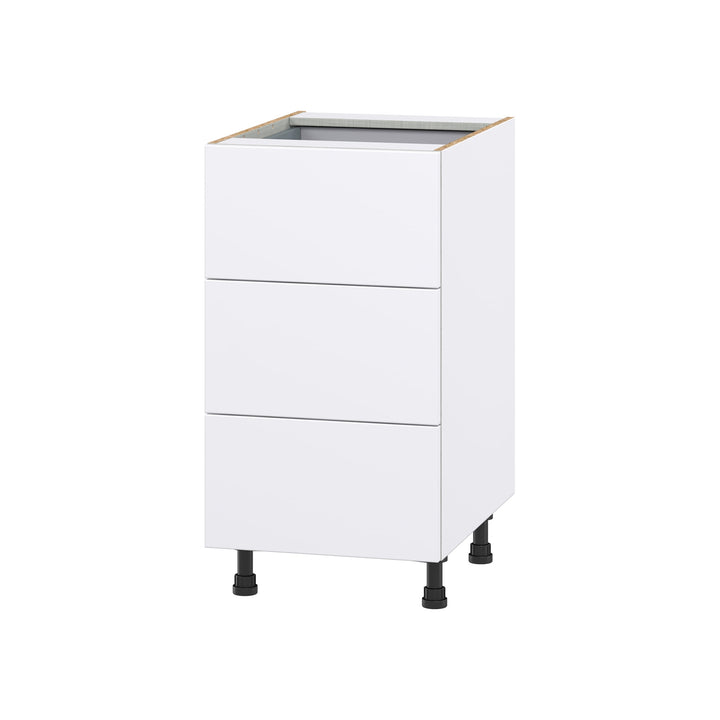 Hugo&Borg Lasalle 18-in W x 34.5-in H x 24-in D Bright White Slab 4-Drawer Base Fully Assembled Cabinet (Flat Panel Style)