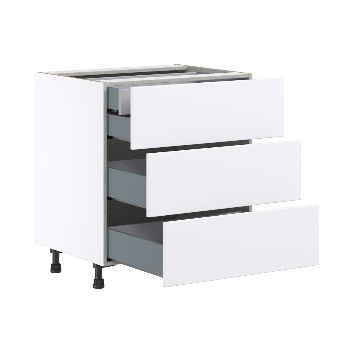 Hugo&Borg Lasalle 30-in W x 34.5-in H x 24-in D Bright White Slab 4-Drawer Base Fully Assembled Cabinet (Flat Panel Style)