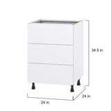 Hugo&Borg Lasalle 24-in W x 34.5-in H x 24-in D Bright White Slab 4-Drawer Base Fully Assembled Cabinet (Flat Panel Style)