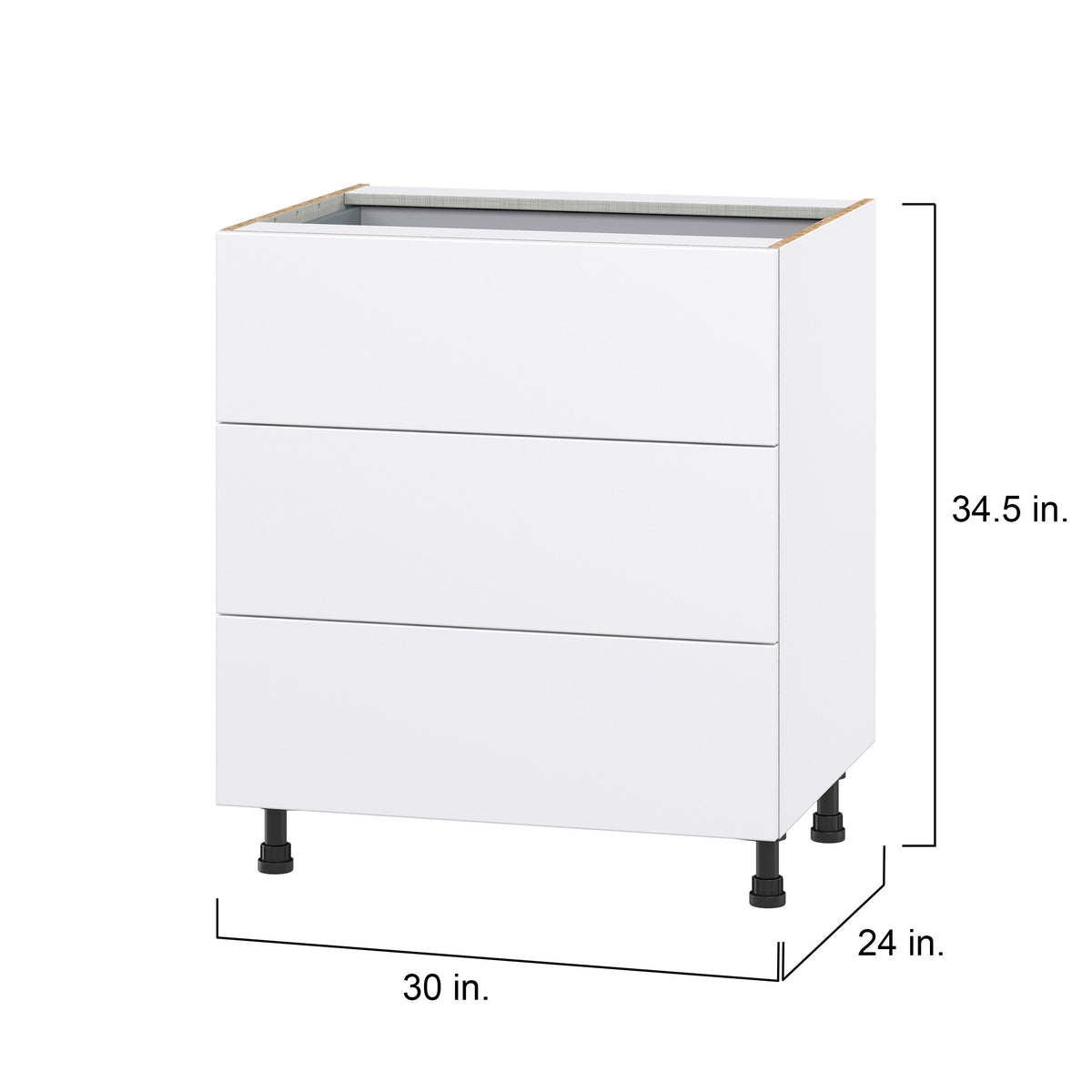 Hugo&Borg Lasalle 30-in W x 34.5-in H x 24-in D Bright White Slab 4-Drawer Base Fully Assembled Cabinet (Flat Panel Style)