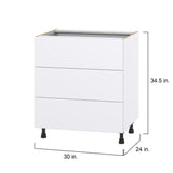 Hugo&Borg Lasalle 30-in W x 34.5-in H x 24-in D Bright White Slab 4-Drawer Base Fully Assembled Cabinet (Flat Panel Style)