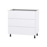 Hugo&Borg Lasalle 36-in W x 34.5-in H x 24-in D Bright White Slab 4-Drawer Base Fully Assembled Cabinet (Flat Panel Style)