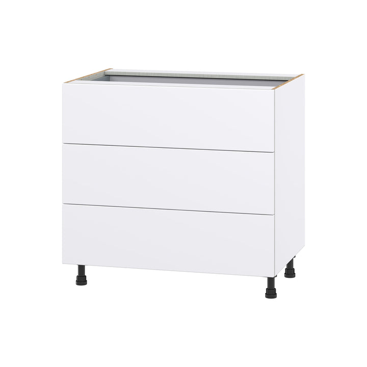 Hugo&Borg Lasalle 36-in W x 34.5-in H x 24-in D Bright White Slab 4-Drawer Base Fully Assembled Cabinet (Flat Panel Style)