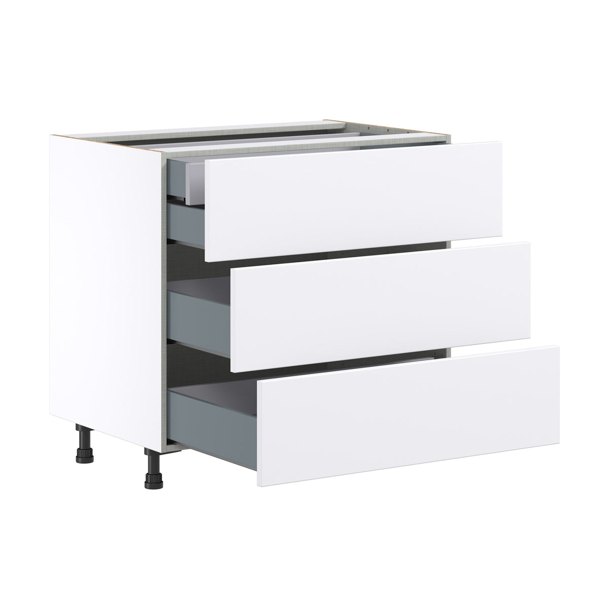 Hugo&Borg Lasalle 36-in W x 34.5-in H x 24-in D Bright White Slab 4-Drawer Base Fully Assembled Cabinet (Flat Panel Style)