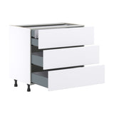 Hugo&Borg Lasalle 36-in W x 34.5-in H x 24-in D Bright White Slab 4-Drawer Base Fully Assembled Cabinet (Flat Panel Style)