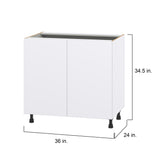 Hugo&Borg Lasalle 36-in W x 34.5-in H x 24-in D Bright White Slab Sink Base Fully Assembled Cabinet (Flat Panel Slab Style)