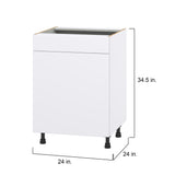 Hugo&Borg Lasalle 24-in W x 34.5-in H x 24-in D Bright White Slab Sink Base Fully Assembled Cabinet (Flat Panel Slab Style)