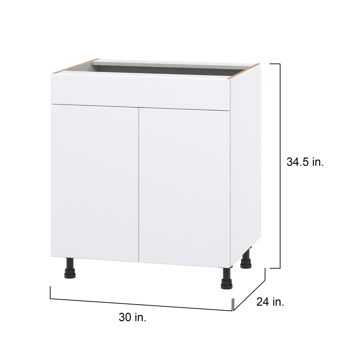 Hugo&Borg Lasalle 30-in W x 34.5-in H x 24-in D Bright White Slab Sink Base Fully Assembled Cabinet (Flat Panel Slab Style)