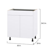Hugo&Borg Lasalle 30-in W x 34.5-in H x 24-in D Bright White Slab Sink Base Fully Assembled Cabinet (Flat Panel Slab Style)