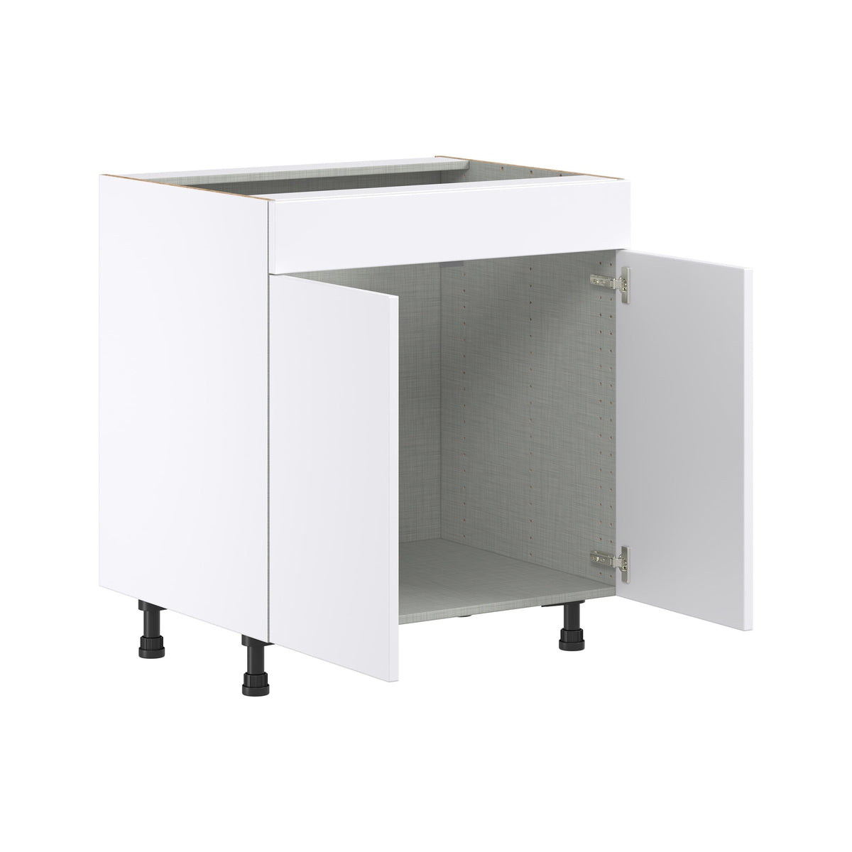 Hugo&Borg Lasalle 30-in W x 34.5-in H x 24-in D Bright White Slab Sink Base Fully Assembled Cabinet (Flat Panel Slab Style)