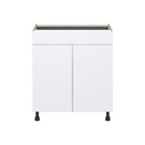 Hugo&Borg Lasalle 30-in W x 34.5-in H x 24-in D Bright White Slab Sink Base Fully Assembled Cabinet (Flat Panel Slab Style)