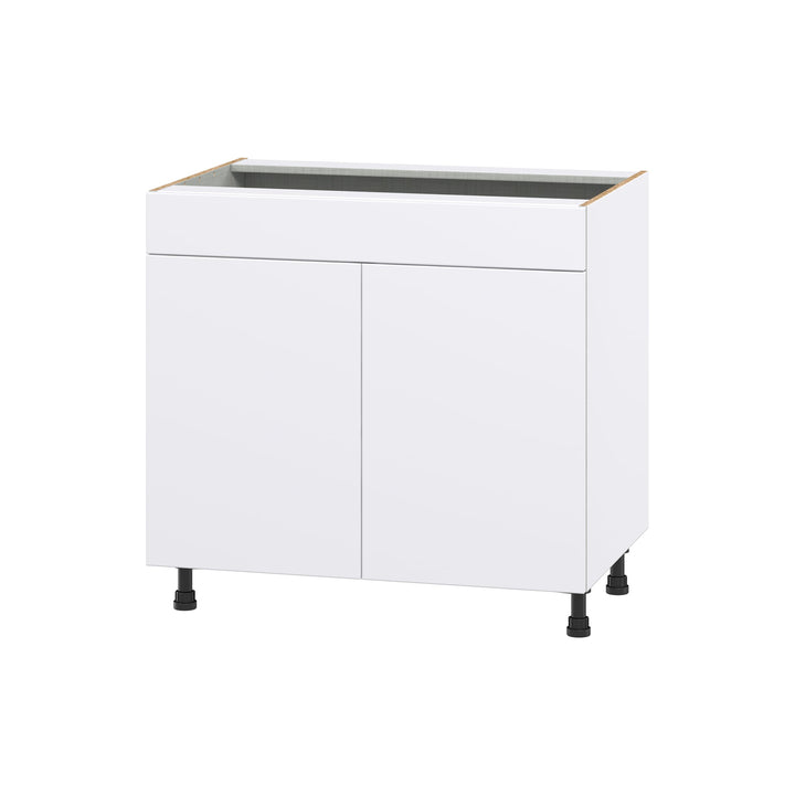 Hugo&Borg Lasalle 36-in W x 34.5-in H x 24-in D Bright White Slab Sink Base Fully Assembled Cabinet (Flat Panel Slab Style)
