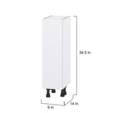 Hugo&Borg Lasalle 9-in W x 34.5-in H x 14-in D Bright White Slab Base Fully Assembled Cabinet (Flat Panel Slab Door Style)