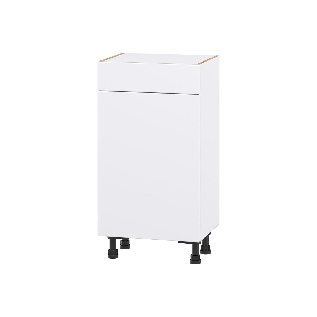 Hugo&Borg Lasalle 18-in W x 34.5-in H x 14-in D Bright White Slab 1-Drawer Base Fully Assembled Cabinet (Flat Panel Slab Style)