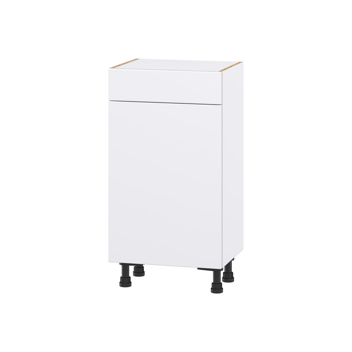 Hugo&Borg Lasalle 18-in W x 34.5-in H x 14-in D Bright White Slab 1-Drawer Base Fully Assembled Cabinet (Flat Panel Slab Style)