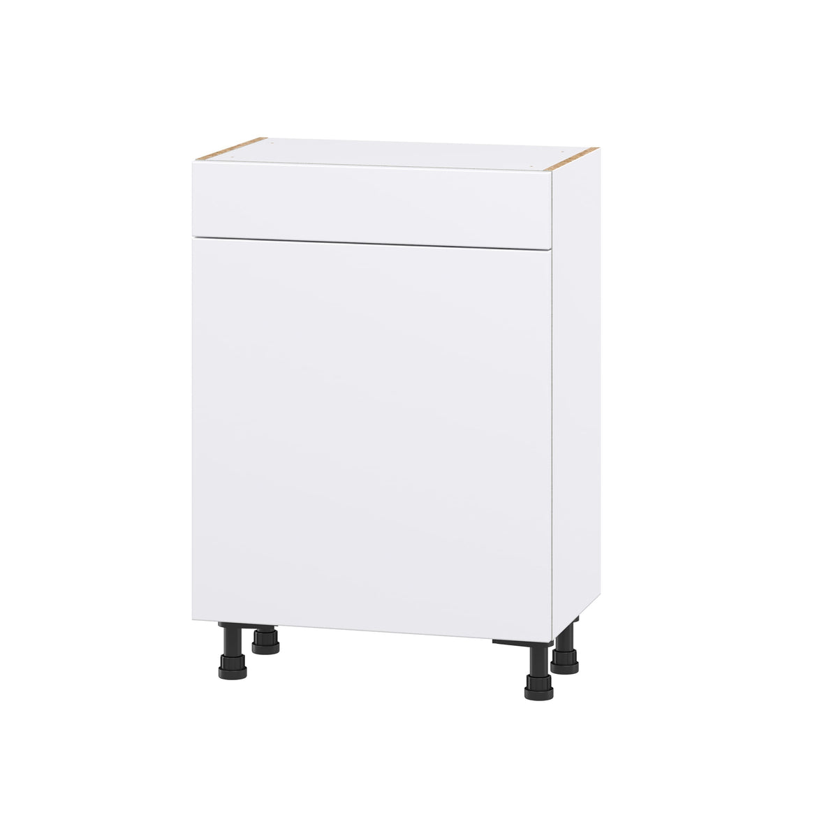 Hugo&Borg Lasalle 24-in W x 34.5-in H x 14-in D Bright White Slab 1-Drawer Base Fully Assembled Cabinet (Flat Panel Slab Style)
