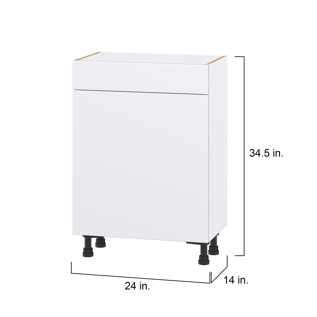 Hugo&Borg Lasalle 24-in W x 34.5-in H x 14-in D Bright White Slab 1-Drawer Base Fully Assembled Cabinet (Flat Panel Slab Style)