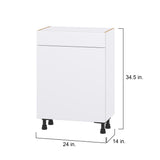 Hugo&Borg Lasalle 24-in W x 34.5-in H x 14-in D Bright White Slab 1-Drawer Base Fully Assembled Cabinet (Flat Panel Slab Style)