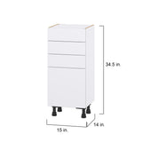Hugo&Borg Lasalle 15-in W x 34.5-in H x 14-in D Bright White Slab 3-Drawers Base Fully Assembled Cabinet (Flat Panel Slab Style)