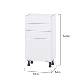 Hugo&Borg Lasalle 18-in W x 34.5-in H x 14-in D Bright White Slab 3-Drawers Base Fully Assembled Cabinet (Flat Panel Slab Style)