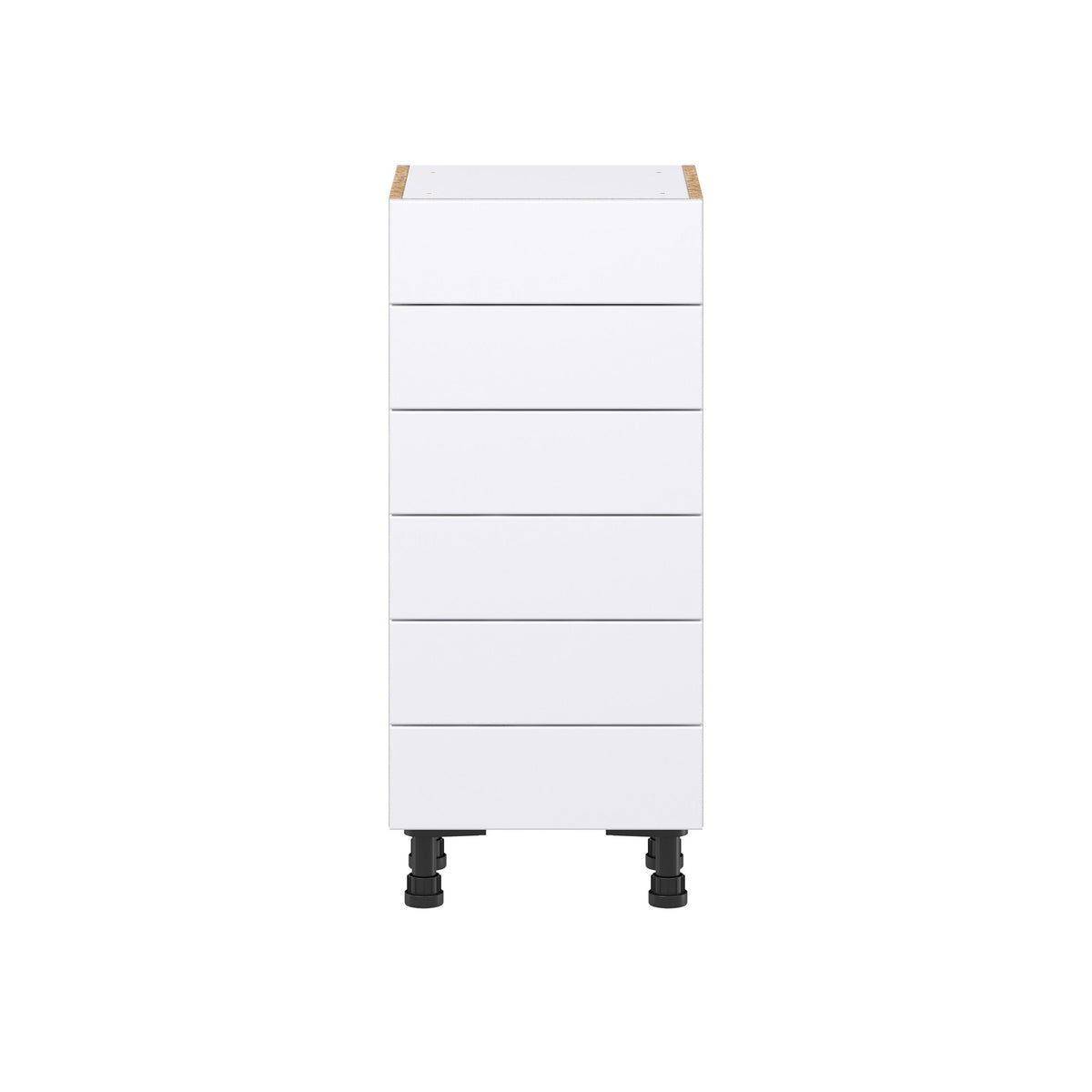 Hugo&Borg Lasalle 15-in W x 34.5-in H x 14-in D Bright White Slab 6-Drawer Base Fully Assembled Cabinet (Flat Panel Style)