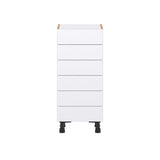 Hugo&Borg Lasalle 15-in W x 34.5-in H x 14-in D Bright White Slab 6-Drawer Base Fully Assembled Cabinet (Flat Panel Style)