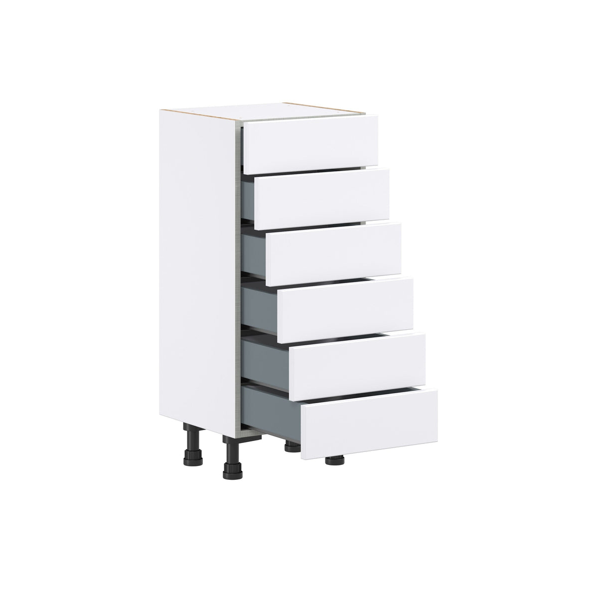 Hugo&Borg Lasalle 15-in W x 34.5-in H x 14-in D Bright White Slab 6-Drawer Base Fully Assembled Cabinet (Flat Panel Style)