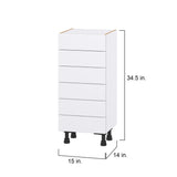 Hugo&Borg Lasalle 15-in W x 34.5-in H x 14-in D Bright White Slab 6-Drawer Base Fully Assembled Cabinet (Flat Panel Style)