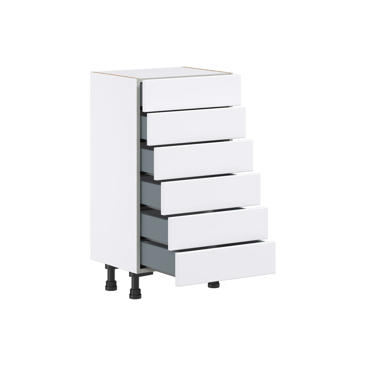 Hugo&Borg Lasalle 18-in W x 34.5-in H x 14-in D Bright White Slab 6-Drawer Base Fully Assembled Cabinet (Flat Panel Style)