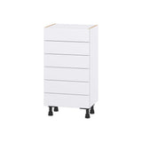 Hugo&Borg Lasalle 18-in W x 34.5-in H x 14-in D Bright White Slab 6-Drawer Base Fully Assembled Cabinet (Flat Panel Style)